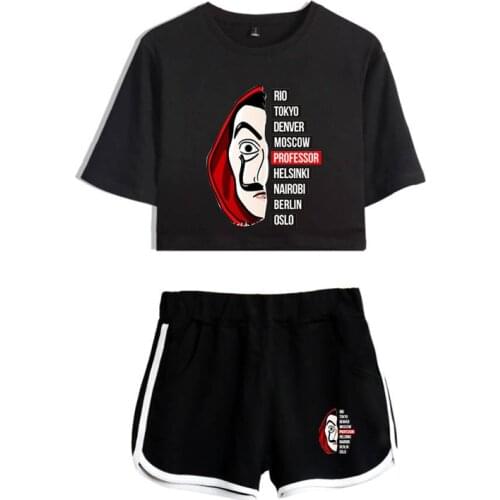La Casa De Papel T Shirt Short Set Cosplay Costume Women Money Heist T Shirt Tee House of Paper Graphic Short Sleeve Sportswear