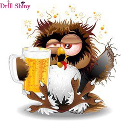 100% DIY 5D Diamond Mosaic owl drink tea Handmade Diamond Painting Cross Stitch Kits Diamond Embroidery Rhinestones Arts