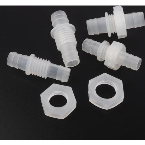 100pcs M12~M16 Thread 8~12mm Pagoda Joints Plastic PP Straight Connectors Hex Nut Aquarium Fish Tank Oxygen Pump Hose Fittings
