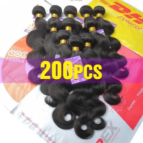 200PCS Lanqi Wholesale Body Wave Bundles Bulk Human Hair Bundles Deals Brazilian Hair Weave Bundles Weft Hair Extensions