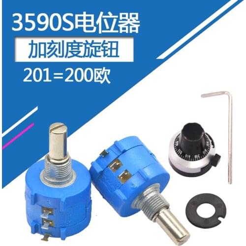 3590S-2-201 Potentiometer A complete set of precision multi-turn winding Adjustable resistance 2W Add scale knob 200R