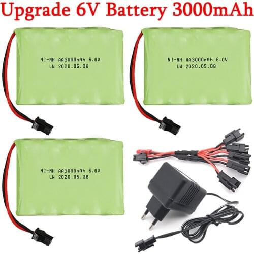 3000mAh 6V NIMH Battery and 6V Charger For RC Toys Cars Truvks Boats Robots Tanks Gun AA 3000mAh 6.0v Rechargeable Battery Pack