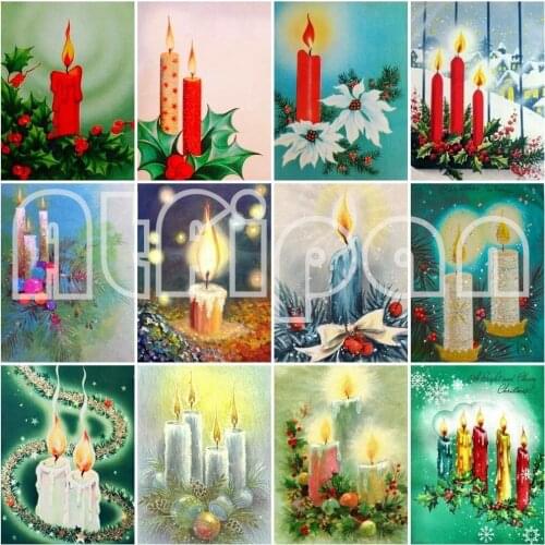 5D DIY Diamond Painting Full Candle Christmas Diamond Embroidery Decorative Painting Cross Stitch Kits Handicraft Needlework Art
