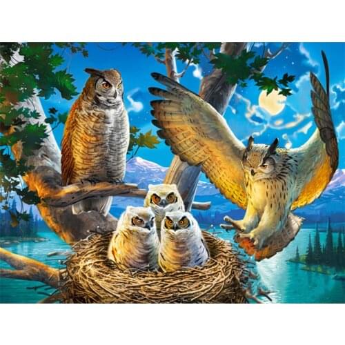 Owl Family Diy 5D Crystal Mosaic Diamond Painting Cross Stitch Full Square Drill Rhinestone Embroidery Sale Animals Home Decor
