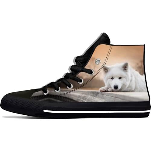 American Eskimo Dog Cut kawaii Harajuku Fashion Lightweight High Top Canvas Shoes Men Women Casual Breathable Sneakers