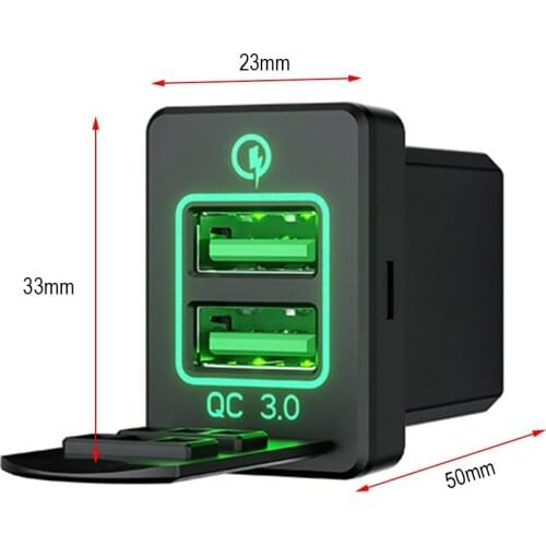 12-24V Car Charger Mini Portable QC 3.0 Universal Square Dual USB Auto Charger With LED Digital Display For Android Phones
