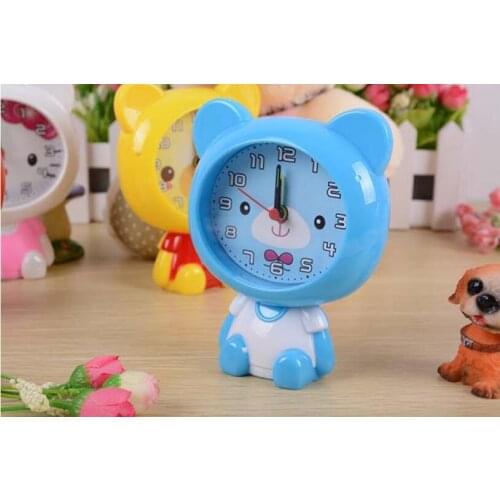 Free Shipping DIY Cartoon Bear Alarm Clock Table Clock Handicraft Desktop Gifts Home Decor