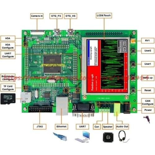 Free shipping DevKit1207 Evaluation Kit STM32F207 board +3.5 inch touch screen sensor