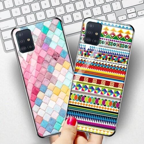 For Samsung A51 5G SM-A516F Case On Samsung A51 4G SM-A515F Cover Tempered Glass Galaxy A51 M40S Hard Back Cover Protective Capa