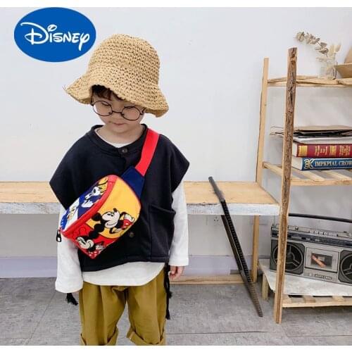 Disney Childrens Chest Bag Mickey Boys and Girls Coin Purse Cartoon Oxford Cloth Korean Small Messenger Bag Fashion Outing