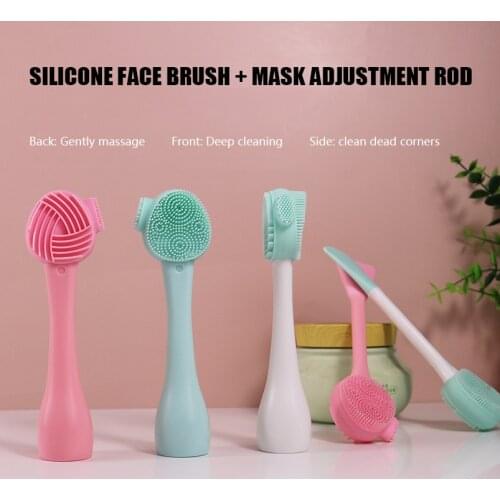 Double-sided Silicone Facial Cleanser Brush Soft Mini Deep Face Massage Washing Brush Blackhead Remover Portable Skin Care Tool