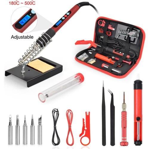 220V/110V 60W Electric Soldering Irons Adjustable Temperature LCD Digital Display Internally Heated Ceramic Core Welding Tool