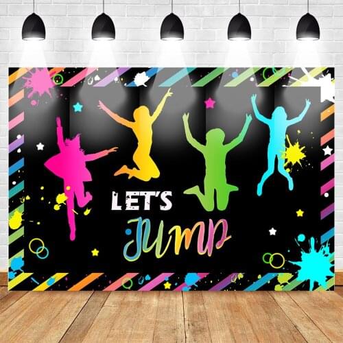 Lets Jump Backdrop Bounce House Trampoline Birthday Photography Background Pump It Up Party Backdrops for Sky High Children