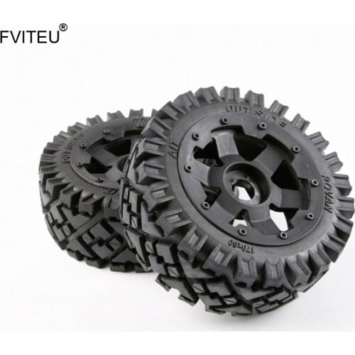 FVITEU Complete Rubber Front All Terrain Wheel Tire kits for 1/5 HPI BAJA 5B Rovan King Motor