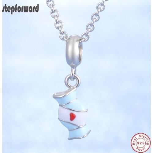 Good Quality Delicate Blue Enamel Original Necklace 100% 925 Sterling Silver Candy Charm Necklace For Women Chic Unique Gift