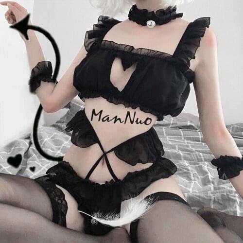 Man Nuo Women Babydoll Sexy Lingerie Bra and Panty Garter Set Lace Erotic Sexy Underwear Hot Erotic Lingerie Sleepwear Plus Size