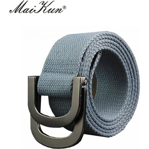 Maikun Mens Canvas Belts for Women Tactical Belt for Military Jeans Double Ring Buckle Belts