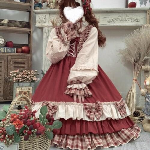 Sweet girls lolita dress Royal fairy soft sister Princess LOLITA dress female ruffles stitching original cute gown dress F1426