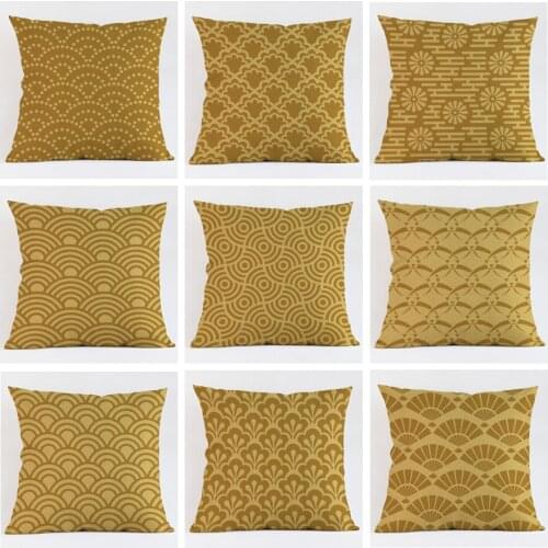 Fashion High Quality Cotton Linen Yellow Wave Simple Geometry Decorative Pillow case Cushion Cover car covers Sofa Home Decor