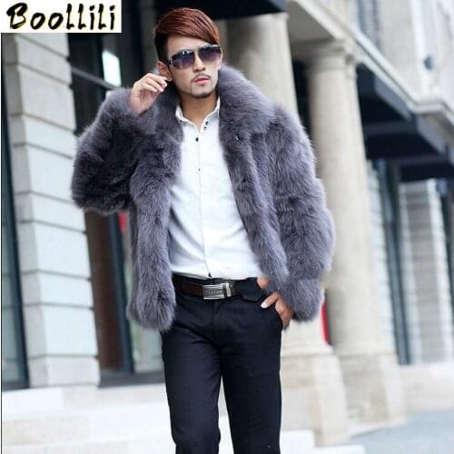Boollili Faux Fox Fur Coat Men Clothes 2020 Winter Jacket Men Coats Fashion Streetwear Furry Mens Fur Jacket Manteau Homme