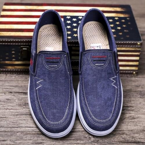 Brand New Denim Men Canvas Shoes Male Summer Sneakers Slip on Casual Breathable Shoes Loafers Chaussure Homme Zapatos De Hombre
