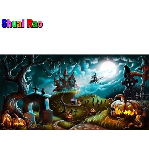 Cartoon Pumpkin witch castle 5d diy diamond painting mosaic kits diamond stitch full drill Diamond embroidery Halloween gift