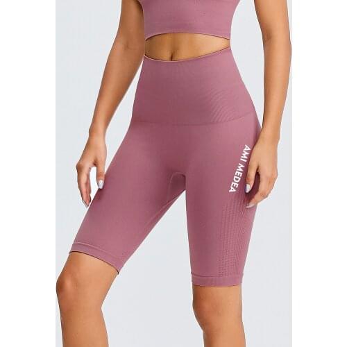 New Printed Letters Fitness Pants Striped Mesh Breathable Tights Five Points Sports Pants Bodybuilding Pants Cycling Pants women