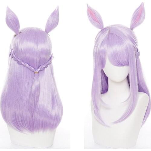 Anime Pretty Derby Mejiro McQueen Light Purple Cosplay Wig Long Synthetic Hair With Ears Halloween Party Wigs Props