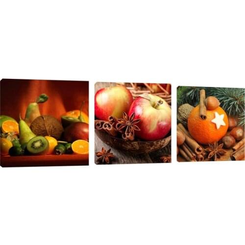 Full Square Round Drill 5D DIY Diamond Painting Kitchen Art Apple Orange Triptych Diamond Embroidery Cross Stitch Gift FS276