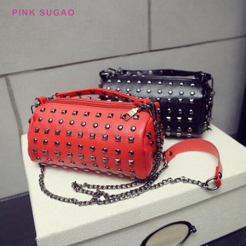 Pink Sugao women purse chain bag luxury handbags women bags designer leather shoulder bag rivet purses and handbags crossbody