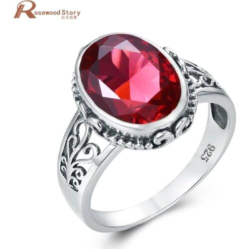 Ruby Stone Ring For Women Men Silver 925 Rings Oval Gemstone Anillo Hombre Classic Jewellery Party Costume Accessories Schmuck