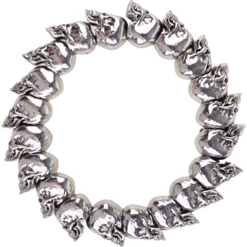 Skull Charm Linked Bracelet for Men Skeleton Punk Gothic Style Jewelry Gifts Vintage Anniversary Celebration Souvenirs