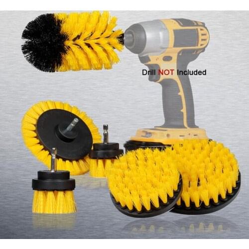 Car Wash Nylon Brushes 2/3.5/4'' Electric Scrubber Brush Drill Brush Kit Plastic Round Cleaning Brush For Carpet Glass Car Tires