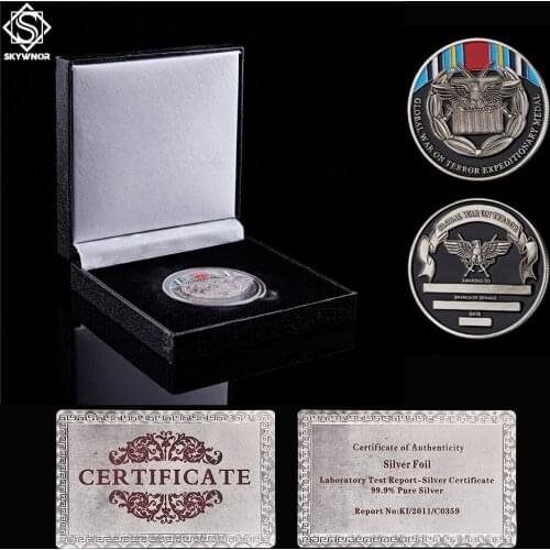 USA Challenge Collectible Coin Global War On Terror Expeditionary Awarded To Branch of Service Replica Coin W/ Luxury Box
