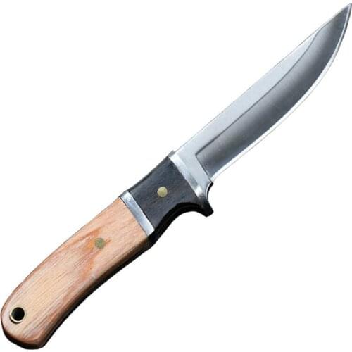 Tactical Fixed Blade Knife 6.26'' Wood Handle Outdoor Hiking Survival Knife Camping Hunting Knives EDC Self-defense Tool