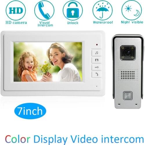 1 Set Intelligent 1 to 1 Intercom Kit 7 inch LCD Monitor Wire Video Door Phone Doorbell System Security Camera For visitor