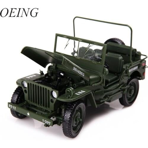 KAIDIWEI 1:18 Tactical Military Model Jeeps Old World War II Willis Military Vehicles Alloy Car Model for Kids Tactical Jeep Toy