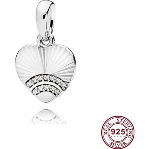 100% 925 Sterling Silver Charm New Heart Shape With Crystal Cz Pendant Fit Pandora Women Bracelet & Necklace Diy Jewelry