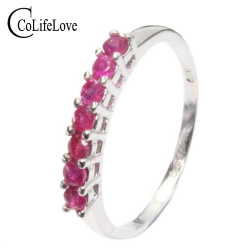 100% natural genuine ruby gemestone fashionable silver ring 925 Solid Sterling Silver ruby wedding ring best gift for girl