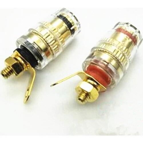 2pcs Amplifier Speaker Terminal Binding Post Connector 32mm Crystal Terminals Connector For 4mm Banana Plug Jack