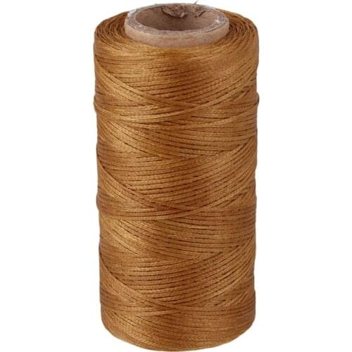 210D Flat Waxed Thread Polyester Leather Sewing String Braided Cord Brown