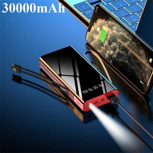 30000mAh Power Bank for Xiaomi Huawei iPhone Samsung Poverbank 2 USB Portable Charger External Battery Pack Power Bank Powerbank