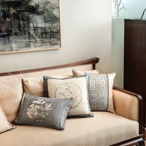 45X45/50x30cm Classical blue jacquard cushion cover sofa retro waist pillow cover for backrest lumbar cushion pillow case