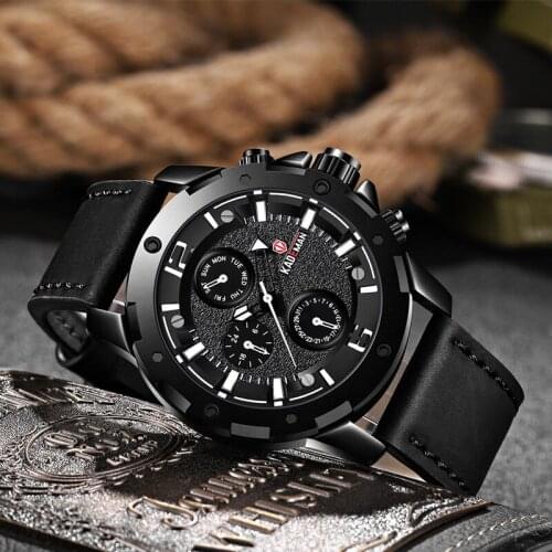 2020 KADEMAN Mens Watches Top Brand Luxury Waterproof 24 Hour Date Quartz Clock Male Leather Sport Wrist Watch Relogio Masculino