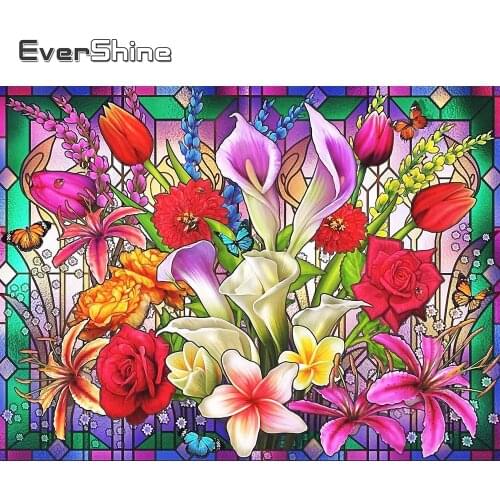 Evershine Diamond Embroidery Flower Full Square Round Diamond Painting Lily Cross Stitch Mosaic Rhinestone Picture Home Decor