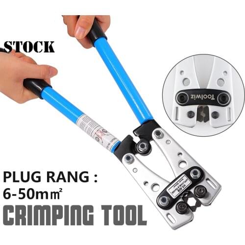 HX-50B 0-10 AWG Battery Cable Lug Crimping Tool 50mm Ratchet Wire Cutting Terminal Wire Cable Strong Crimper Pliers Tools