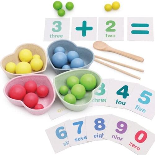 Children Montessori Beads Toys Wooden Clip Beads Multi-functional Learning Math Toy Practise Chopsticks Early Educational Toys
