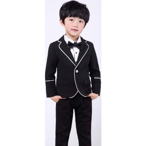 Child Formal Suits Sets Flower Boys Formal Wedding Prom Clothing Sets Kids Blazer Pants bowtie 3PCS Outfits Boy Tuxedo Costume