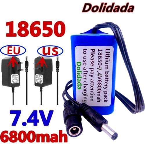 Dolidada Protect 7.4 V 6800 mAh 8.4 V 18650 Li-lon Battery bike lights Head lamp special battery pack DC 5.5MM + 8.4V1A Charger