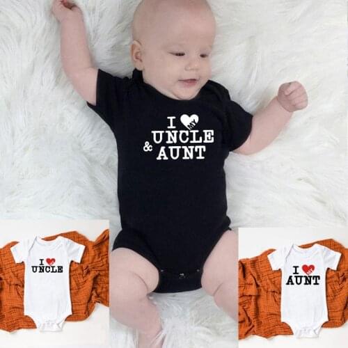 I Love My Uncle Aunt Printed Newborn Baby Bodysuit Casual Short Sleeve Body Baby Boy Girl Onesie Infant Toddler Rompers Clothes